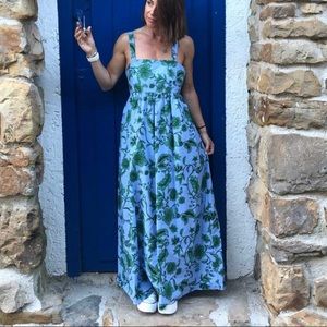 ZARA Floral Maxi Print Blue Dress